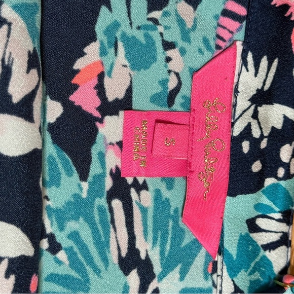 Lilly Pulitzer MARGAERY CAMI High Tide Navy Coral Club Pink Top Size S - Picture 6 of 11